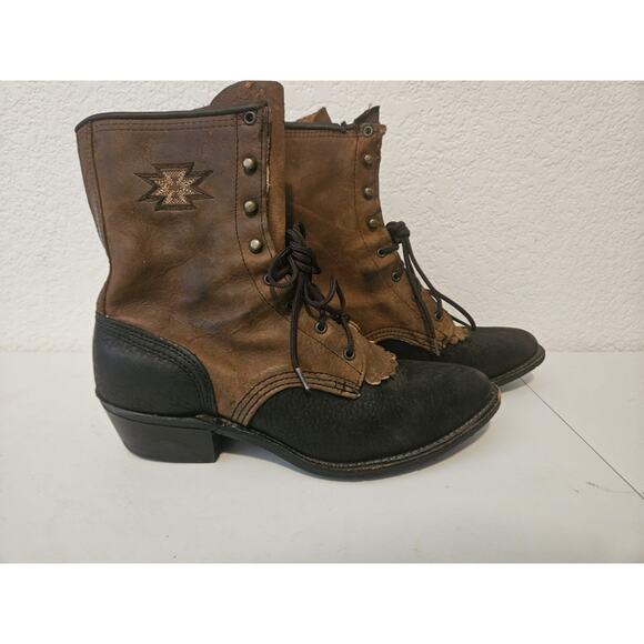 Vintage Women’s Abilene Packer Granny Lace Up Ankle Boots Size 8 - Picture 2 of 10